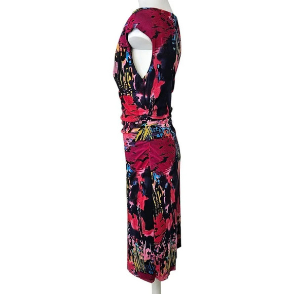 Kay Unger New York Womens Nylon Ruched Abstract Midi Dress Size  Small - Picture 10 of 10